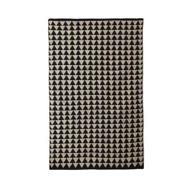 Черно-бежов памучен ръчно тъкан килим Pipsa Triangle, 100 x 120 cm - TJ Serra
