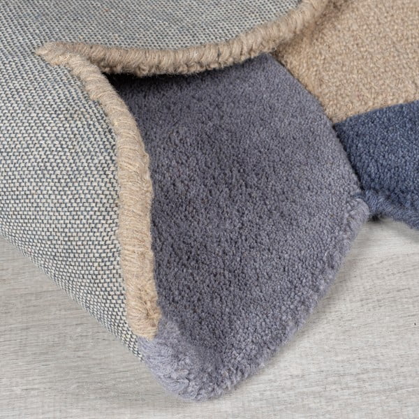 Бежов ръчно изработен вълнен килим 160x230 cm Mia Scallop Frame – Flair Rugs-image-3