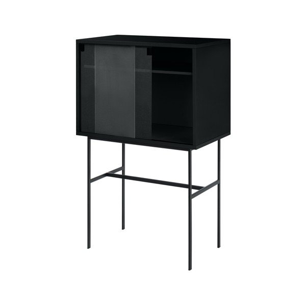 Черна витрина с плъзгащи се врати 70x109x40 cm Lekko – noo.ma