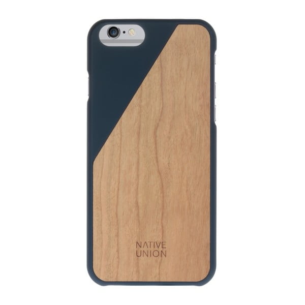 Тъмносин калъф за мобилен телефон с дървени детайли за iPhone 6 и 6S Plus Clic Wooden Light - Native Union