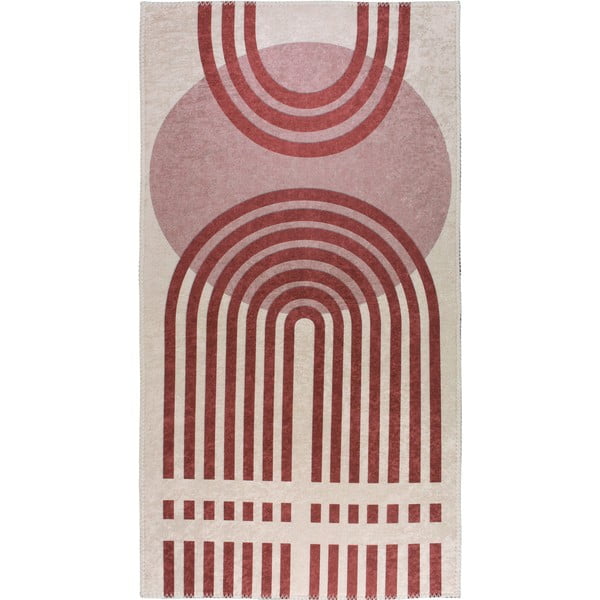 Червен/бял килим, подходящ за миене 160x230 cm - Vitaus