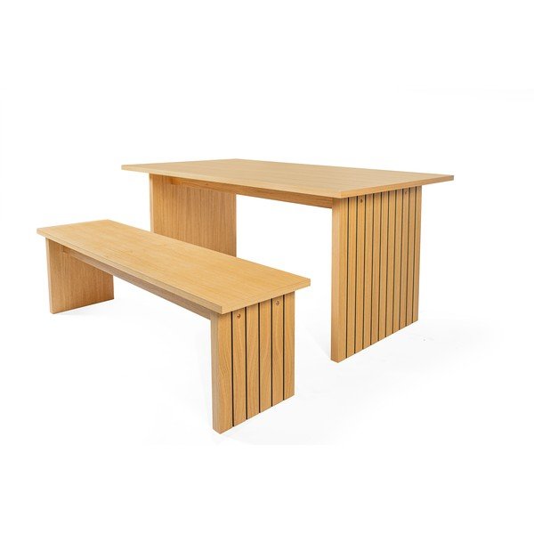 Маса за хранене с дъбов плот 90x160 cm Stripe - Woodman-image-3