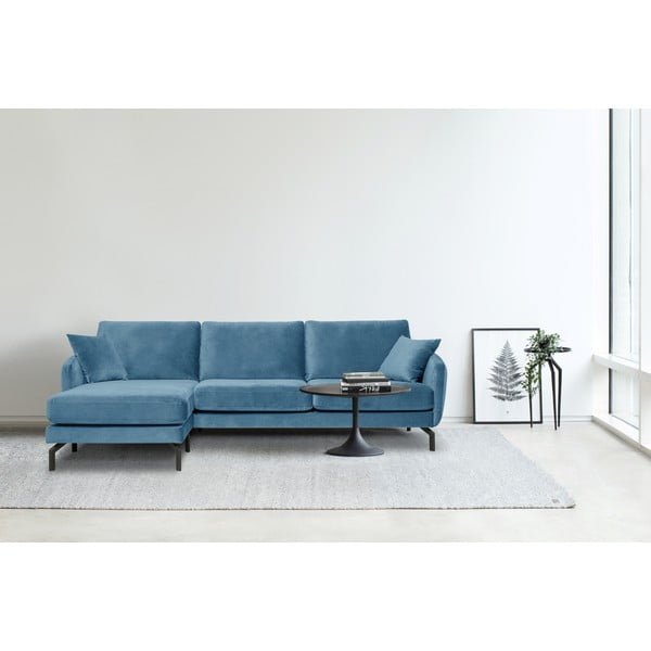 Ъглов диван от синьо кадифе (ляв ъгъл) Magic - Scandic-image-1