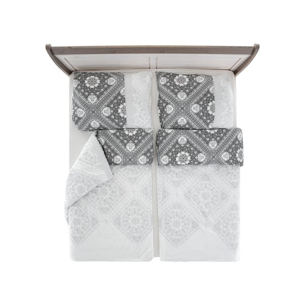 Бяло и сиво крепирано спално бельо за единично легло 140x200 cm Top Class - B.E.S.-image-2