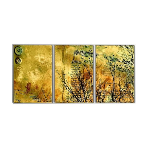 3dílný obraz Yellow Art, 45x90 cm