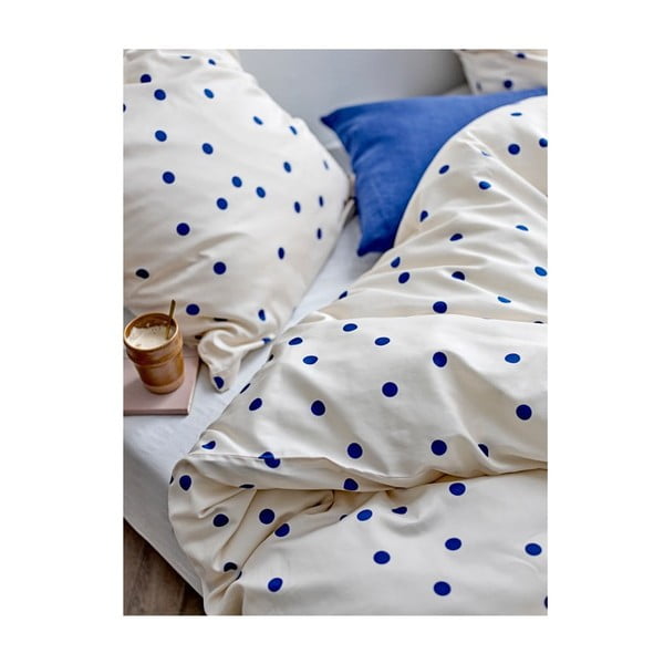 Единично спално бельо от памучен сатен в син и кремав цвят 140x200 cm Solaris – Södahl-image-1