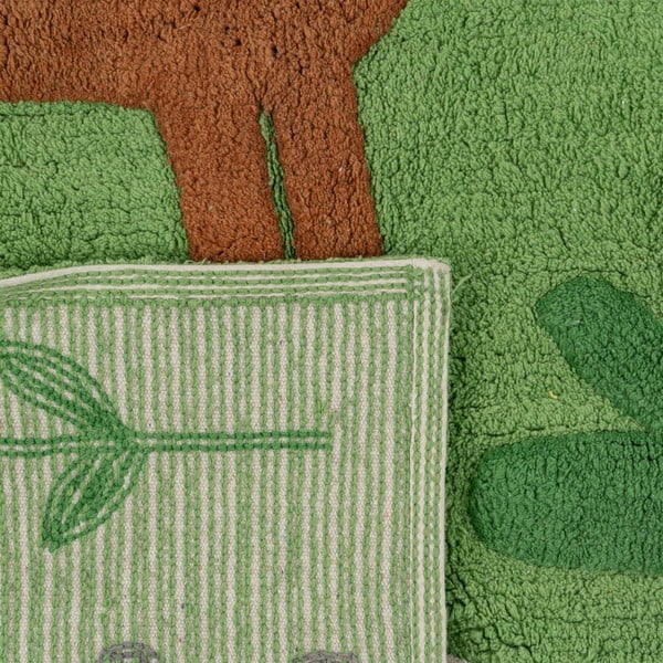 Зелена памучена пътека подходяща за пране 90x175 cm Animals – Ixia-image-4