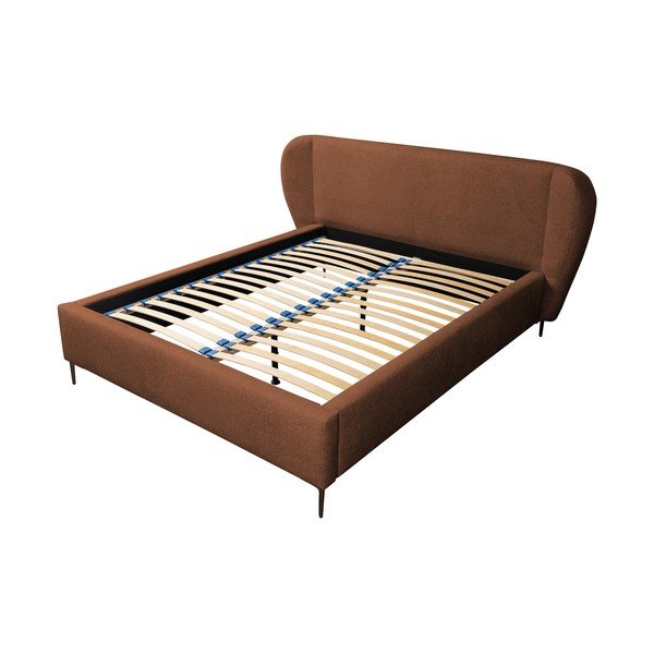 Теракотено двойно тапицирано легло с включена подматрачна рамка 160x200 cm Makana – Makamii-image-2