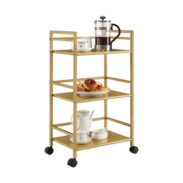 Метална маса за сервиране на колелца в златисто 29x43 cm Helix - Novogratz-image-4