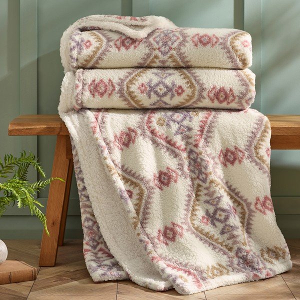 Одеяло в естествен цвят 240x200 cm Navajo Fleece – Catherine Lansfield-image-2