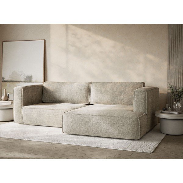 Бежов шенилов сгъваем/с място за съхранение ъглов диван (десен ъгъл) Velto – Maison de Rêve-image-4