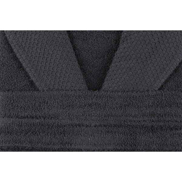 Антрацитен памучен халат за баня размер M Cappa - Foutastic-image-3