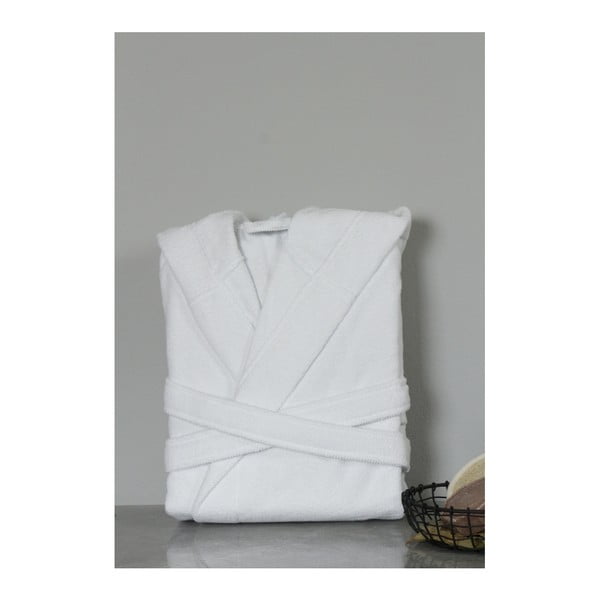 Бял памучен унисекс халат с качулка Spa, размер M/L - My Home Plus