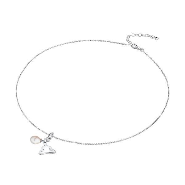 Stříbrný náhrdelník s přívěskem a perlou Chakra Pearls Lotus, 42 cm