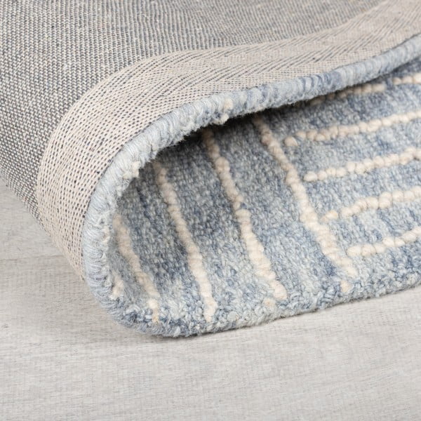 Светлосин ръчно изработен вълнен килим 80x150 cm Memphis Wool – Flair Rugs-image-2