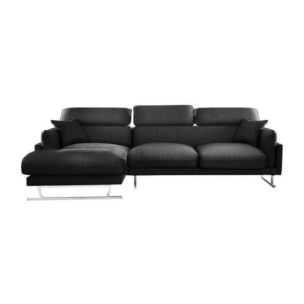 Антрацитно сив ъглов диван с шезлонг от лявата страна Gigi - L'Officiel Interiors