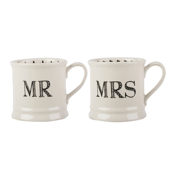 Sada 2 porcelánových hrnků Creative Tops Mr And Mrs, 280 ml