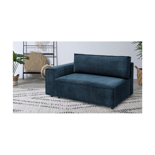 Тъмносин модул за диван от велур, ляв ъгъл Nihad modular – Bobochic Paris-image-1