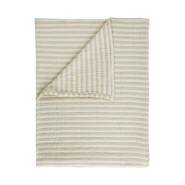 Зелено памучно одеяло 150x200 cm Cotton Muslin Stripe – Bianca