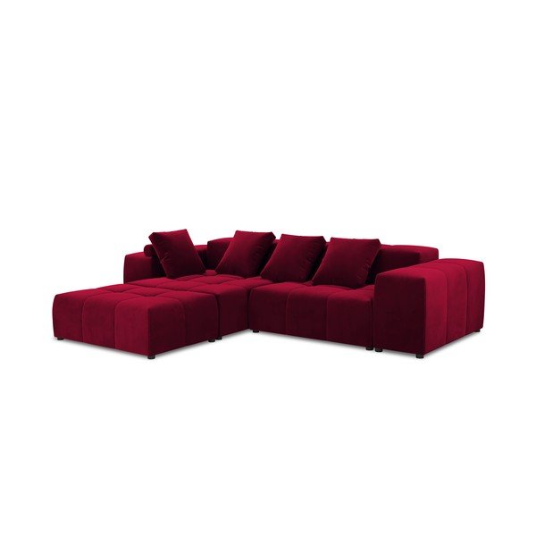 Ъглов диван от червено кадифе (променлива) Rome Velvet - Cosmopolitan Design-image-2