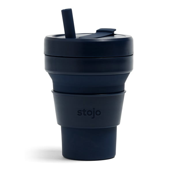 Синя сгъваема чаша за пътуване Denim, 470 ml Biggie - Stojo