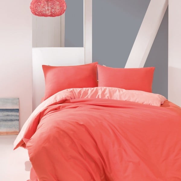 Коралово червено памучно спално бельо с чаршаф Marie Claire Suzy, 200 x 220 cm - Marie Claire Home
