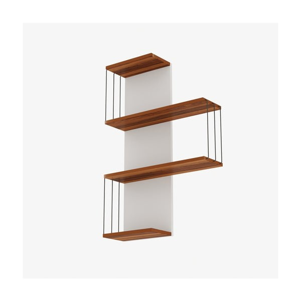 Подова етажерка с декор от бор в бял и естествен цвят 64 cm Cambel - Kalune Design-image-3