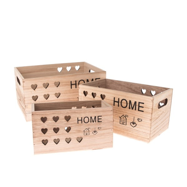 Декоративни дървени кутии за съхранение в комплект от 3 - Dakls
