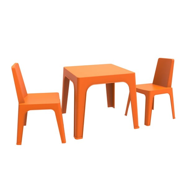 Оранжев детски градински комплект 1 маса и 2 стола Julieta - Resol