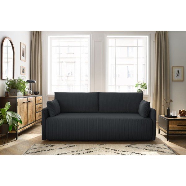 Тъмносив разтегателен диван от рипсено кадифе 211 cm Marcel – Bobochic Paris-image-1