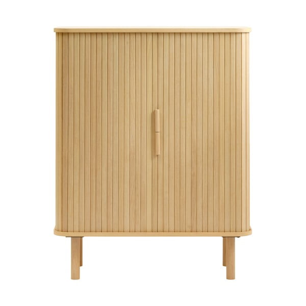 Шкаф в дъбов декор с плъзгащи се врати в естествен цвят 113x90 cm Cavo - Unique Furniture