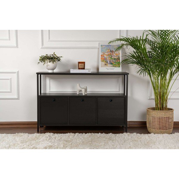 Черна матова конзолна маса 29,5x120 cm Solace – Kalune Design-image-4