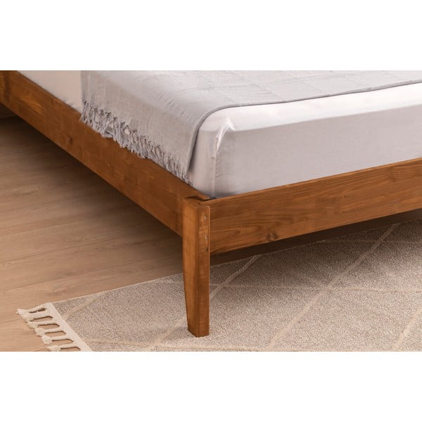 Единично легло от масивен смърч с включена подматрачна рамка в естествен и тъмнокафяв цвят 90x200 cm Venus – Kalune Design-image-4