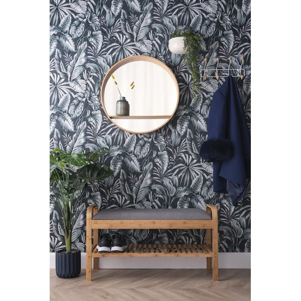 Стенно огледало с рафт с дървена рамка ø 61 cm Sheer - PT LIVING-image-1