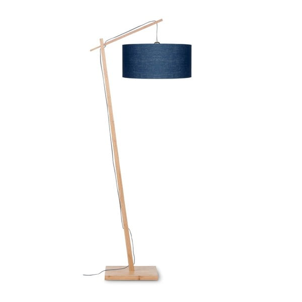 Подова лампа със син абажур и бамбукова структура Andes - Good&Mojo