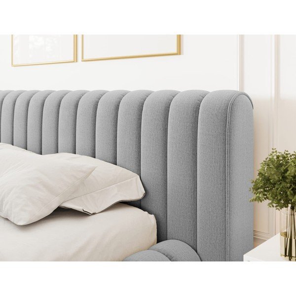 Светлосиво двойно тапицирано легло с място за съхранение и включена подматрачна рамка 160x200 cm Carilla – ELTAP-image-4