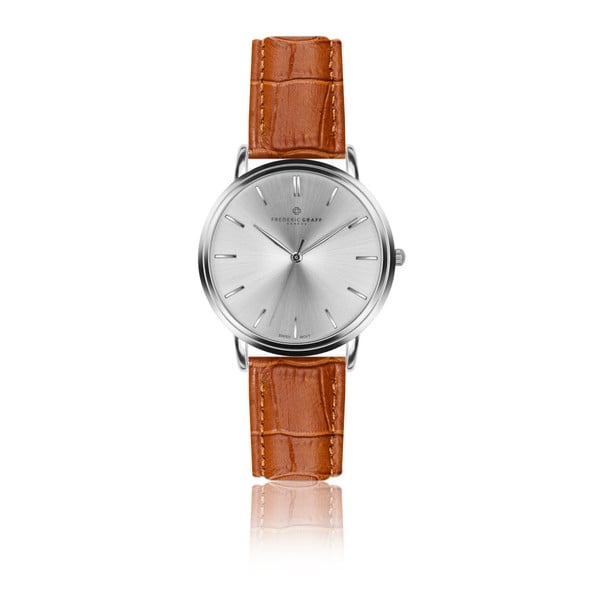 Pánské hodinky s koňakově hnědým páskem z pravé kůže Frederic Graff Silver Breithorn Croco Ginger