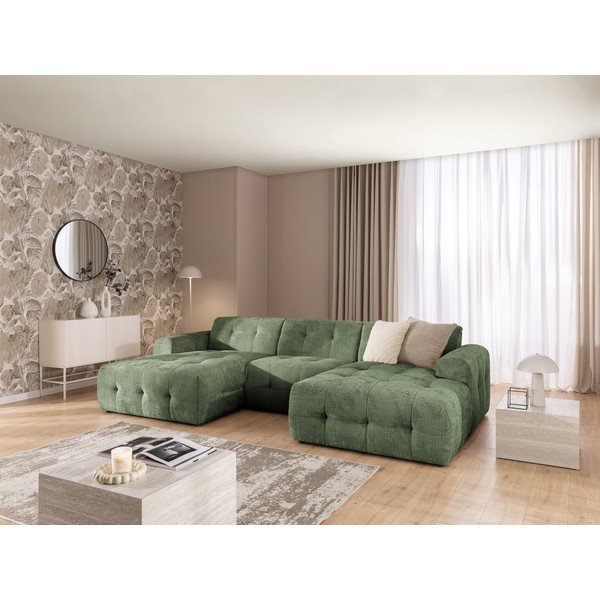 Зелен ъглов диван (U форма/с лежанка) Melva – Ropez-image-3