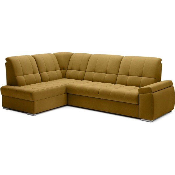Жълт кадифен разтегателен ъглов диван с място за съхранение (ляв ъгъл L форма) Sado – ELTAP-image-2