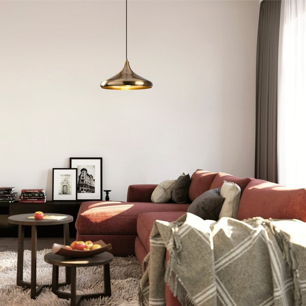 Висящо осветително тяло  в златист цвят с метален абажур ø 35 cm Nile – Opviq lights-image-1