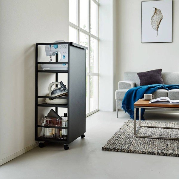 Черен метален подвижен стелаж 42x84,5x32 cm Tower – YAMAZAKI-image-4