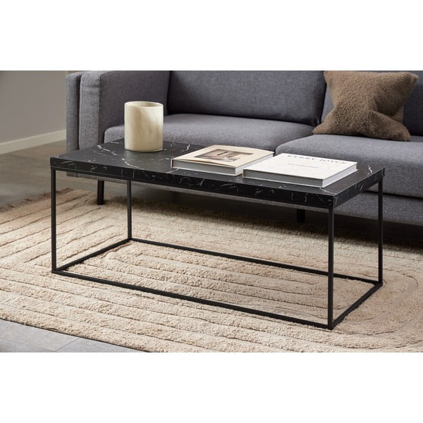 Черна масичка за кафе с плот от имитация на мрамор 55x110 cm Barossa – Actona-image-3