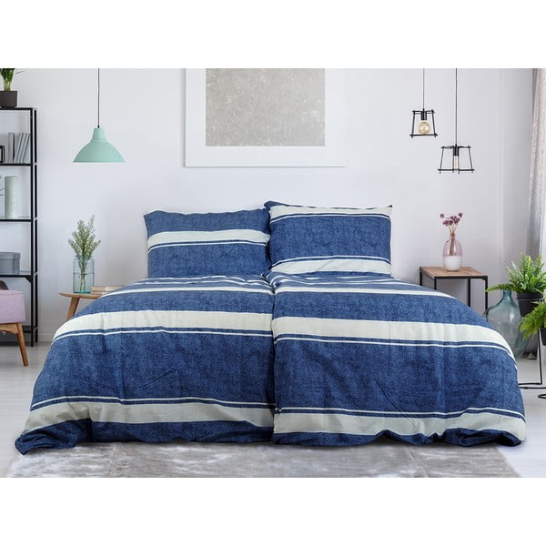 Синьо  единично  крепирано спално бельо 140x200 cm Blue Line – B.E.S.