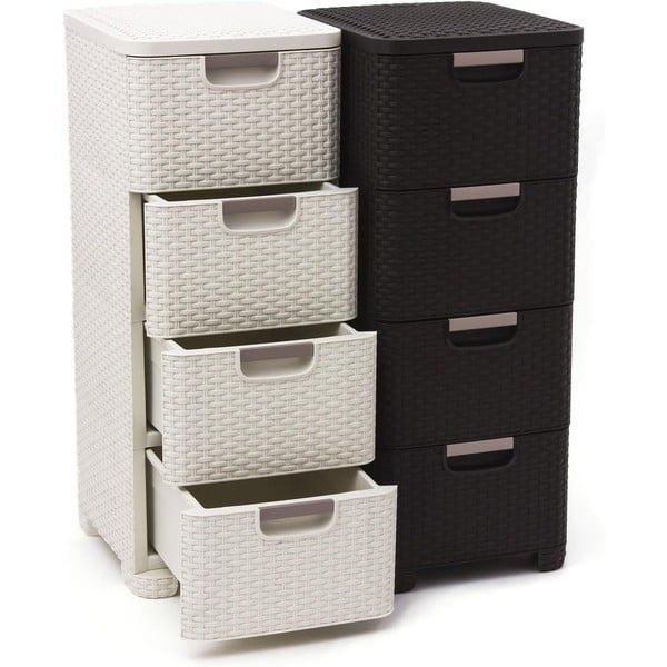 Кремав пластмасов висок шкаф за баня 33x79 cm Rattan – Curver-image-2