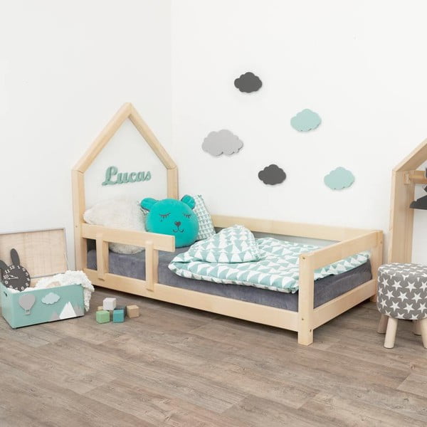 Дървено детско легло с лява страна Poppi, 120 x 200 cm - Benlemi