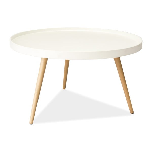 Bílý odkládací stolek s nohama z kaučukového dřeva Signal Toni, ⌀ 78 cm