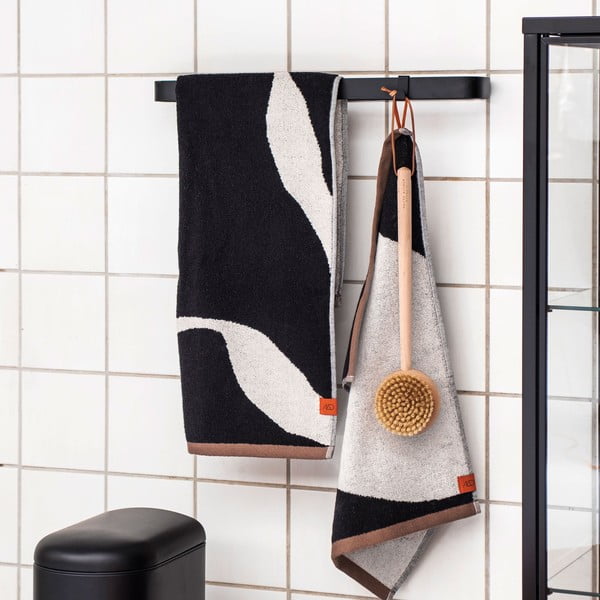 Черно-бяла кърпа от органичен памук 70x133 cm Nova Arte - Mette Ditmer Denmark-image-2