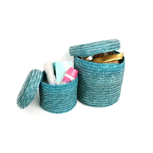Sada 2 tyrkysových košíků na drobnosti Premier Housewares Straw-image-1