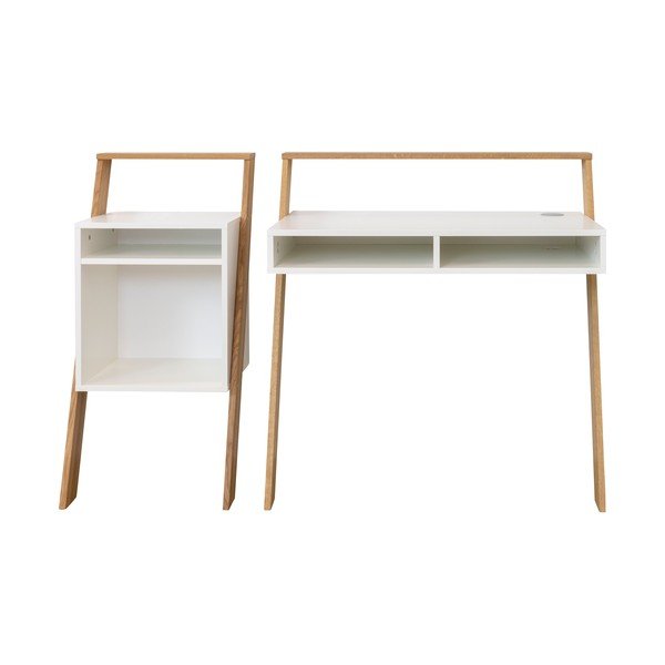 Бяла етажерка за книги в дъбов декор 47x96 cm Memo - Tenzo-image-2