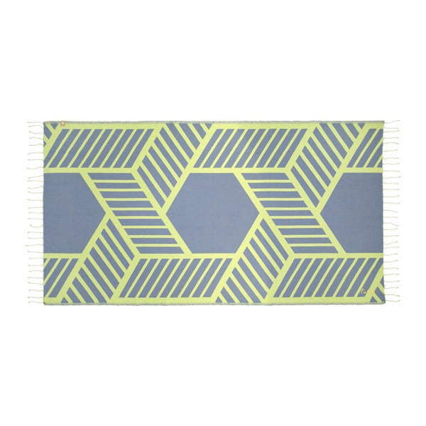 Зелена и синя памучна плажна кърпа Comporta, 190 x 100 cm - Futah